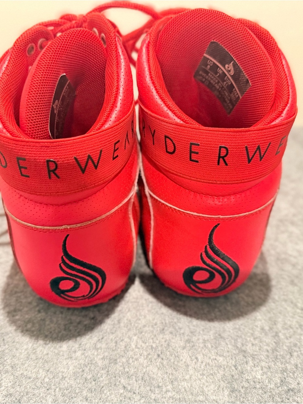 Ryderwear Red High-Top Athletic Sneakers with Black Logo